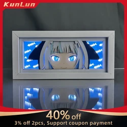 Anime Hololive Peripherals Gawr Gura Figure Led Light Paper Cut Shadow Box Mori Calliope Figures Lightbox Ornaments Toys Gift