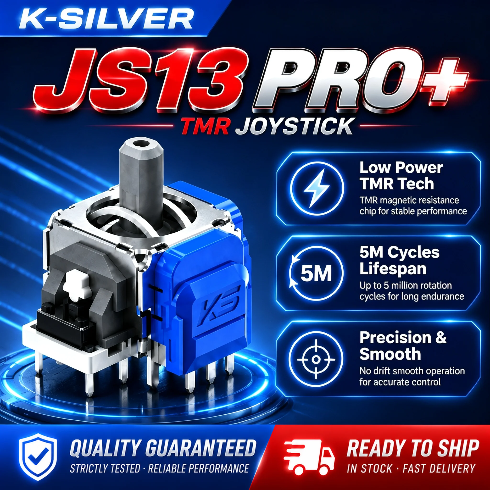 10Pcs K-SILVER JS13 PRO+ TMR Joystick for PS5 Controller Anti-Drift Electromagnetic 3D Analog Stick Sensor Replacement