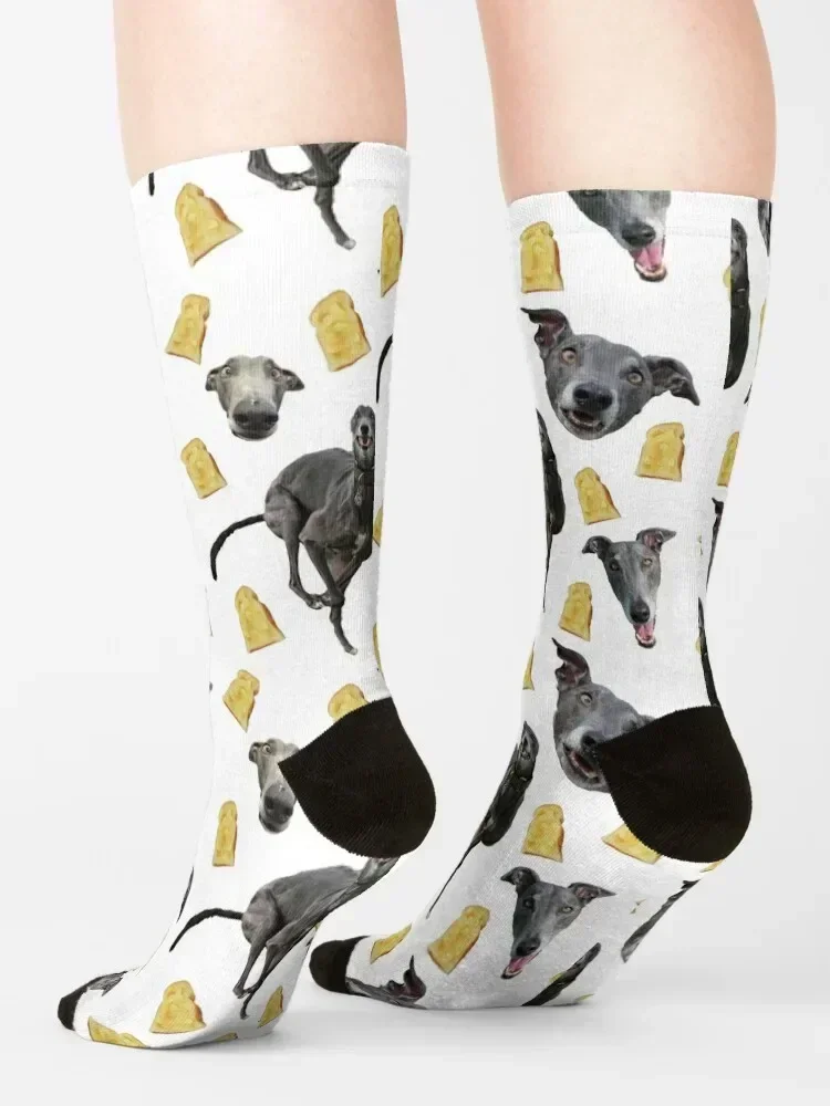 Blue + Toast pattern Socks men cotton high quality ankle soccer anti-slip floral Boy Child Socks Women's