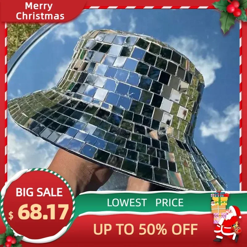 Disco Fisherman Hat with Glass Sequins for Party Decoration