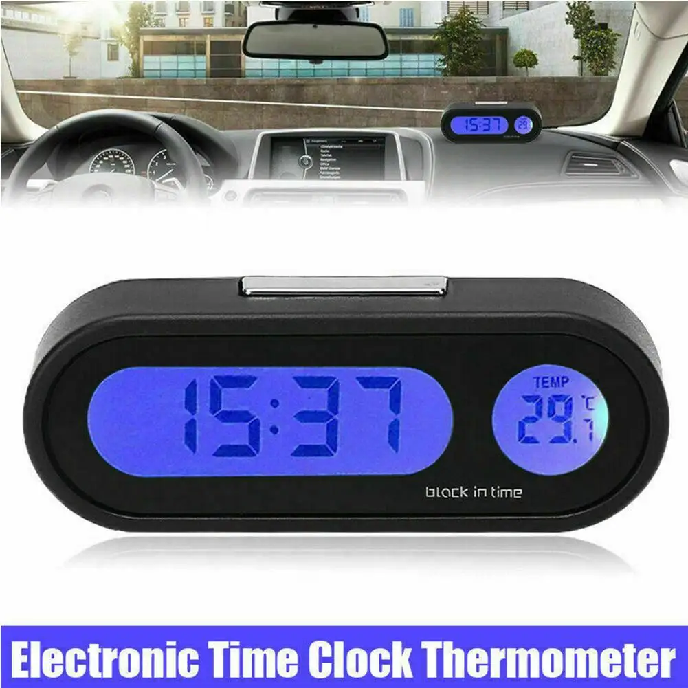 Mini Electronic Car Clock Time Watch Auto Clocks Luminous Car Thermometer Accessories Styling LCD Display Backlight Digital A1N9