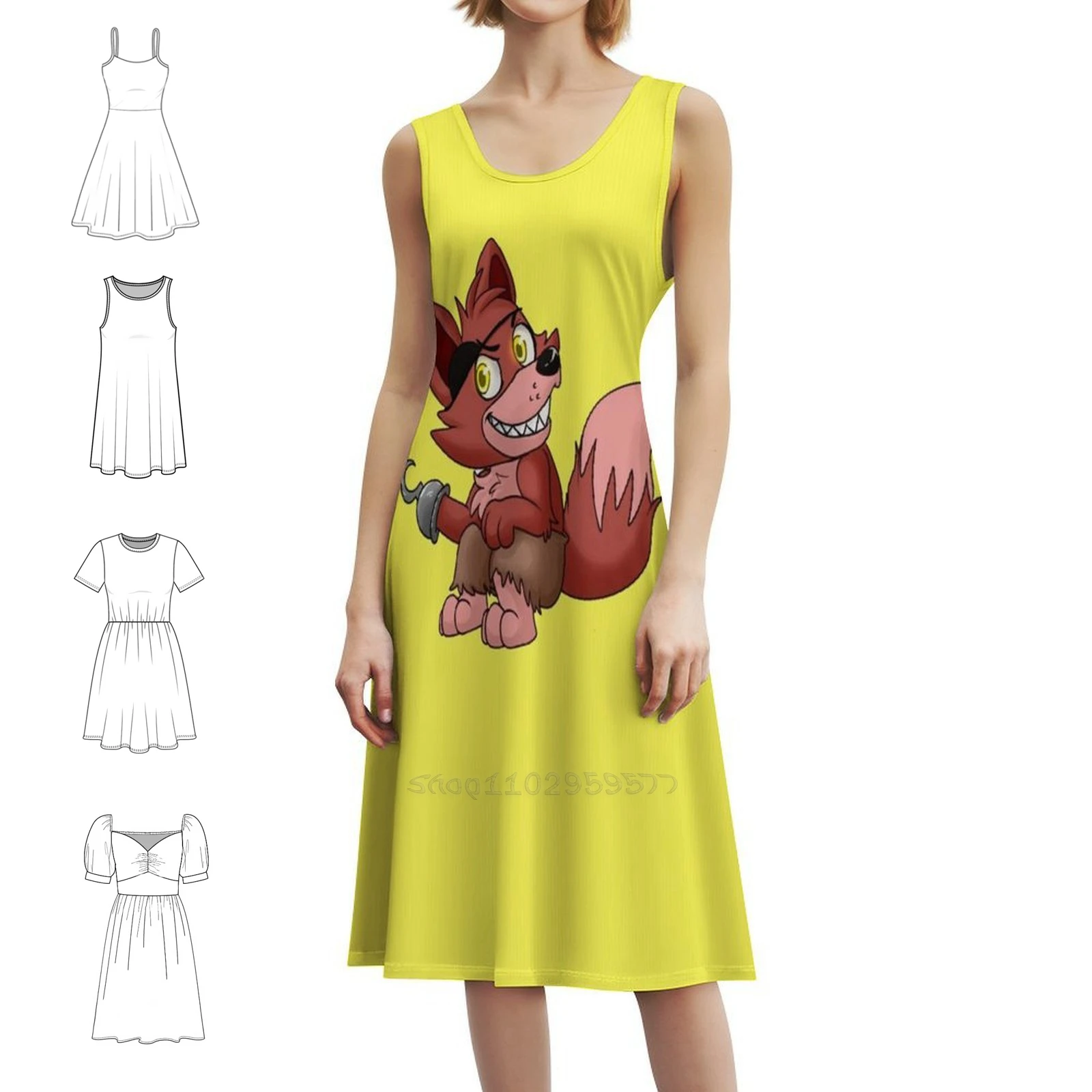 

Богемное платье без рукавов Little Foxy для женщин, пляжные вечерние платья с принтом Lolbit Fnaf Sister Location, вечерние платья Fnaf Foxy