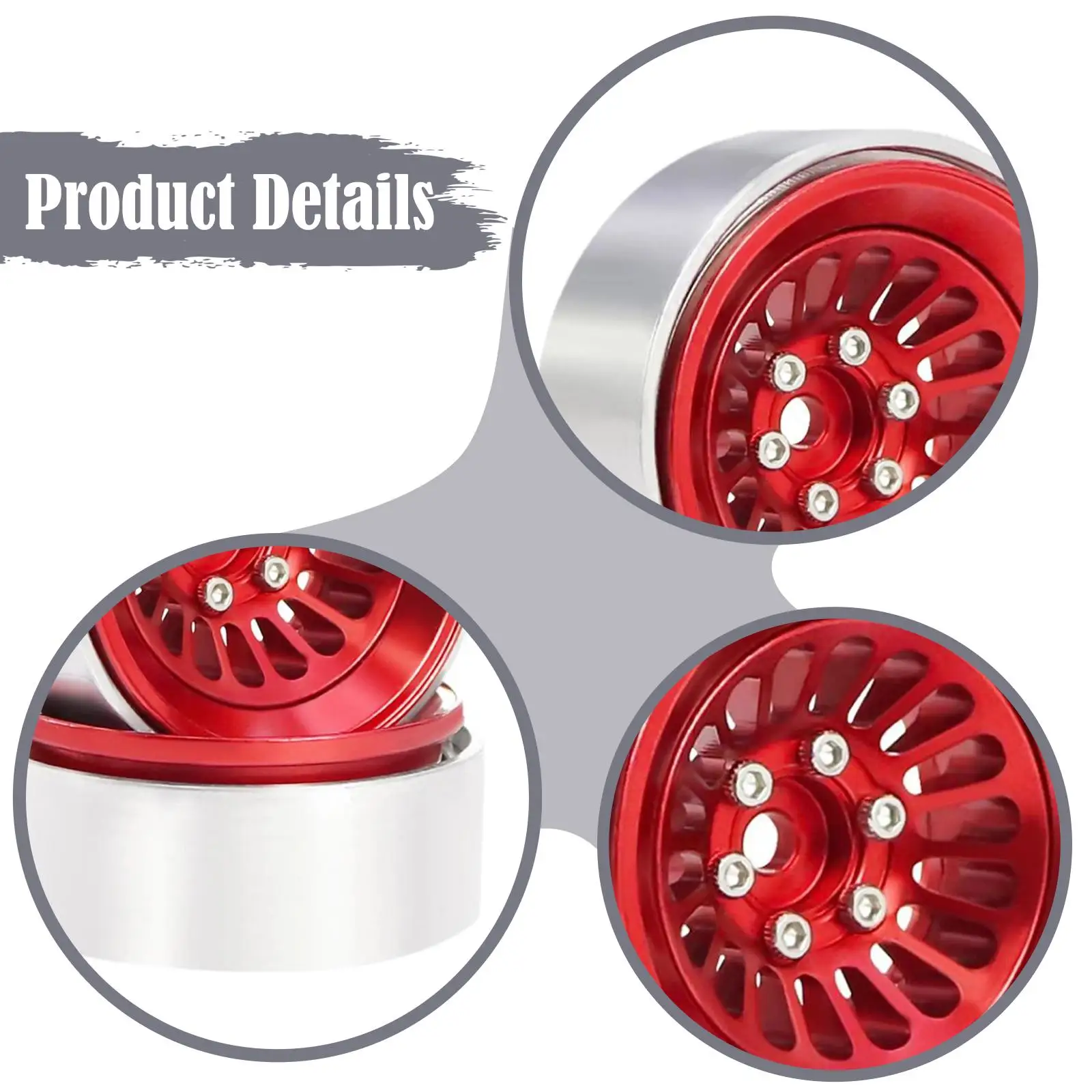 

4x 1.3" Wheels Rim Replaces Easy Installation DIY Modified Assembly Premium Spare Parts RC Tire Wheels for TRX4M 1/18 1/24 RC