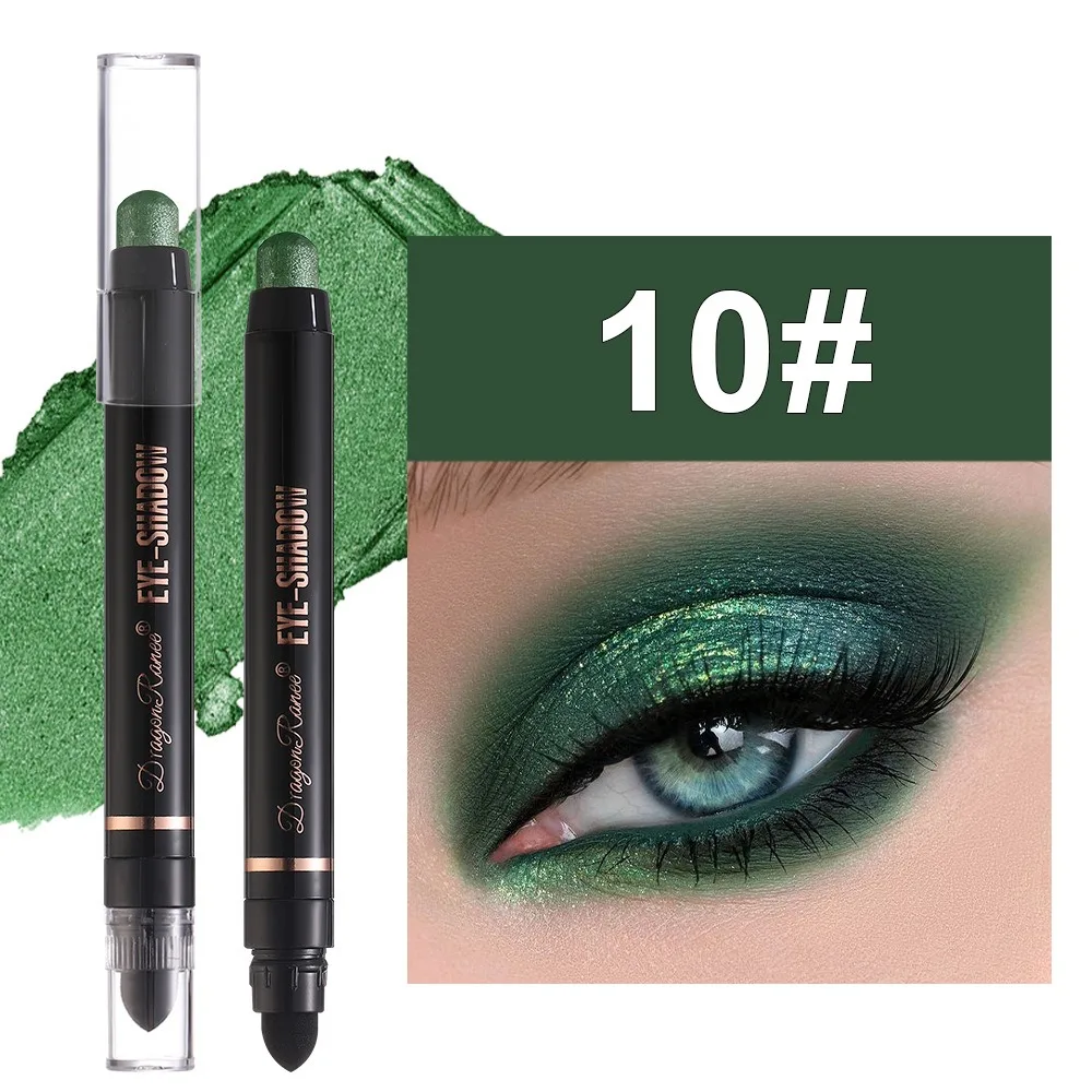 High Quality 12 Colors Eyeshadow Stick Bling Double Head Smoky Eyeshadow Pearlescent Eye Shadow Pen Eye Makeup Tool