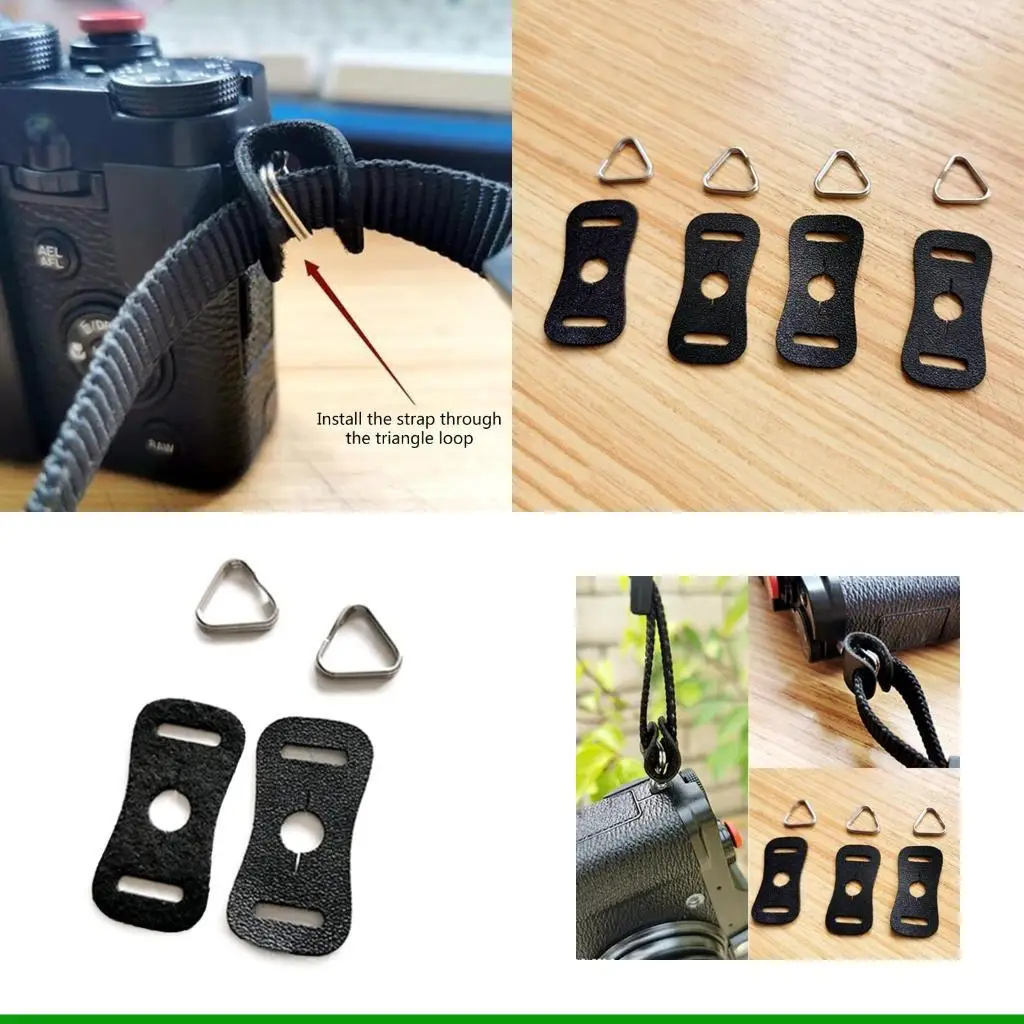 U55C 2Pcs Strong Camera Strap for Triangle Split Rings Adapter with PU Leather Protec