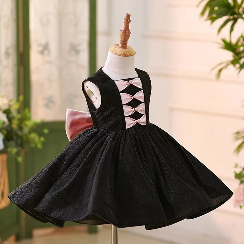 Elegant Boutique girl dress Big bow birthday Halloween dance party Tutu dress for girls graduation banquet evening dress