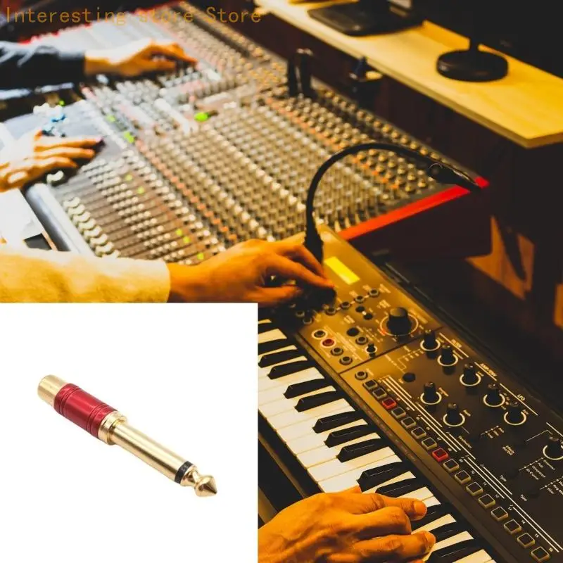 Gold Plated Video to 6.35mm Adapter Video Female to 6.35mm 1/4inch Male Interconnect Sound Adapter Conversion Transmission 55KC