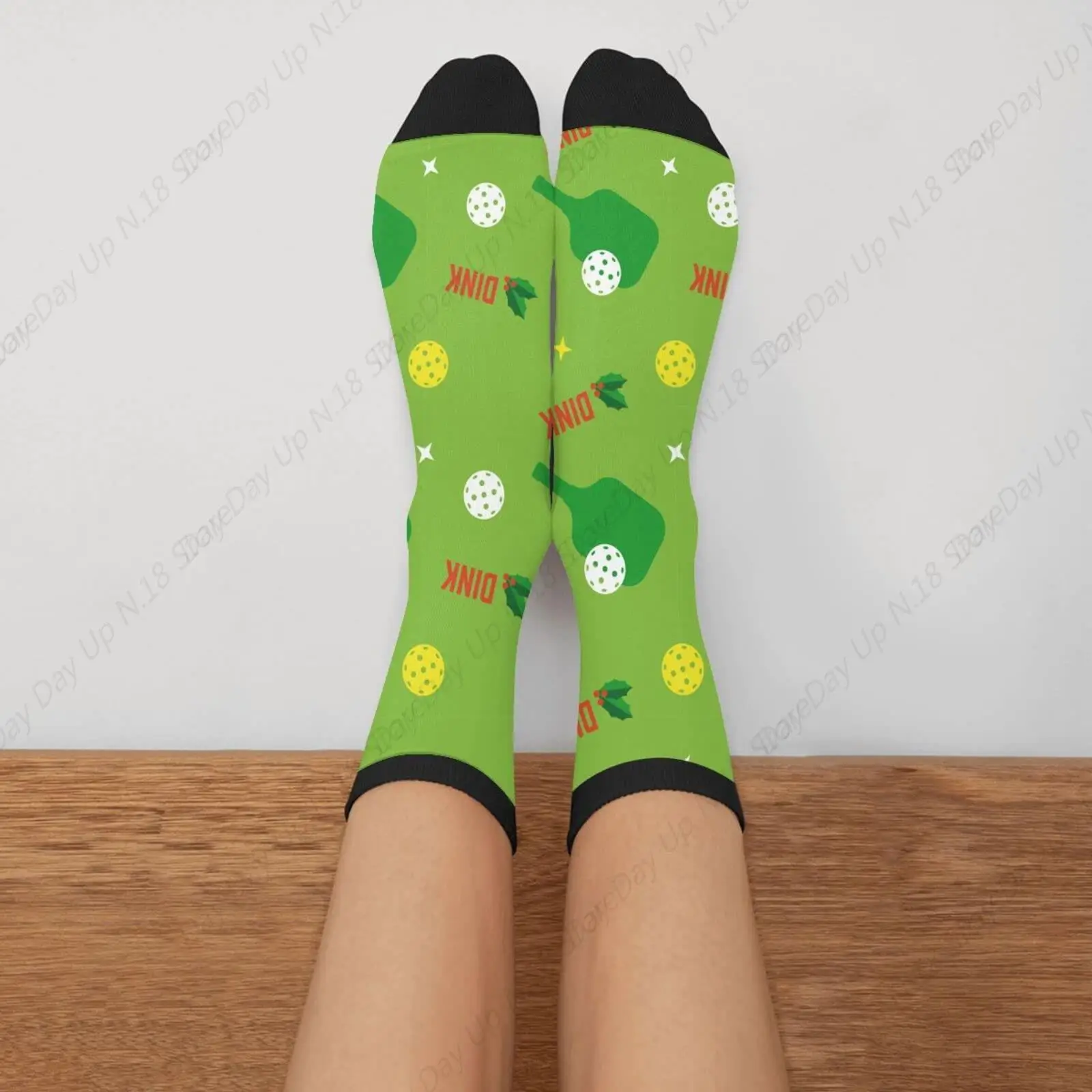 Green Pickle Ball Pickleball Balls Pickleballs Colorido Casual Divertido Funky Novedad Calcetines Para Hombres Mujeres