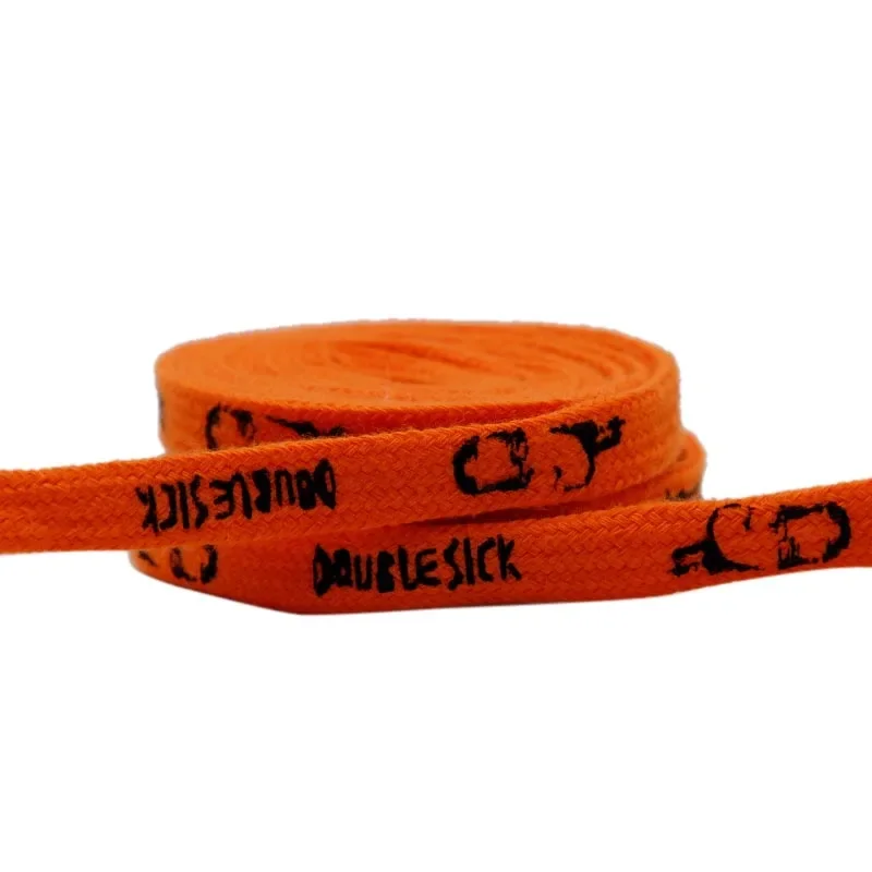 Coolstring Shoe Accessory 8MM Personalized Pattern Lacet Silk Screen Printed Flat Rope Orange Boot Hoodie Draw Cordon Wholesale
