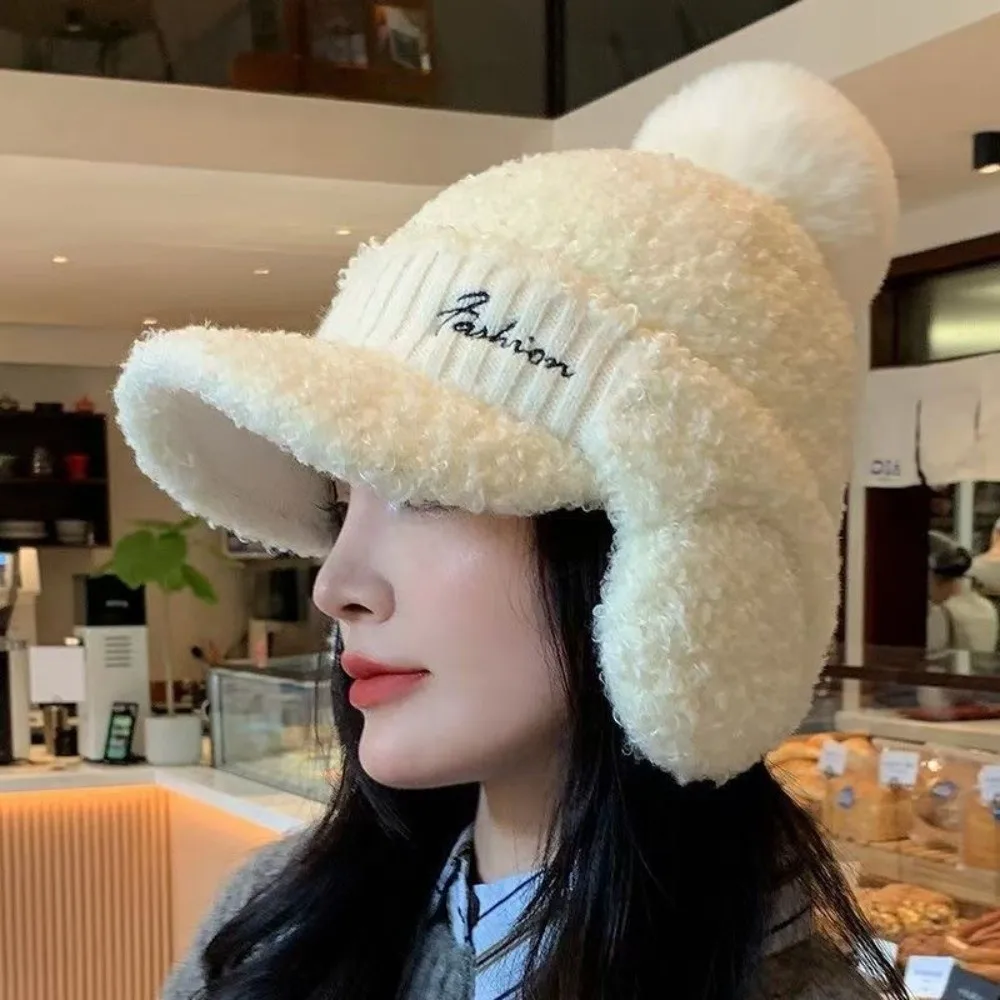 หมวกบีสบอลถักไหมพรมหนา กันลม ป้องกันหู อุ่นสบาย สีพื้น ใช้ได้หลากหลาย สำหรับใช้ในชีวิตประจำวัน