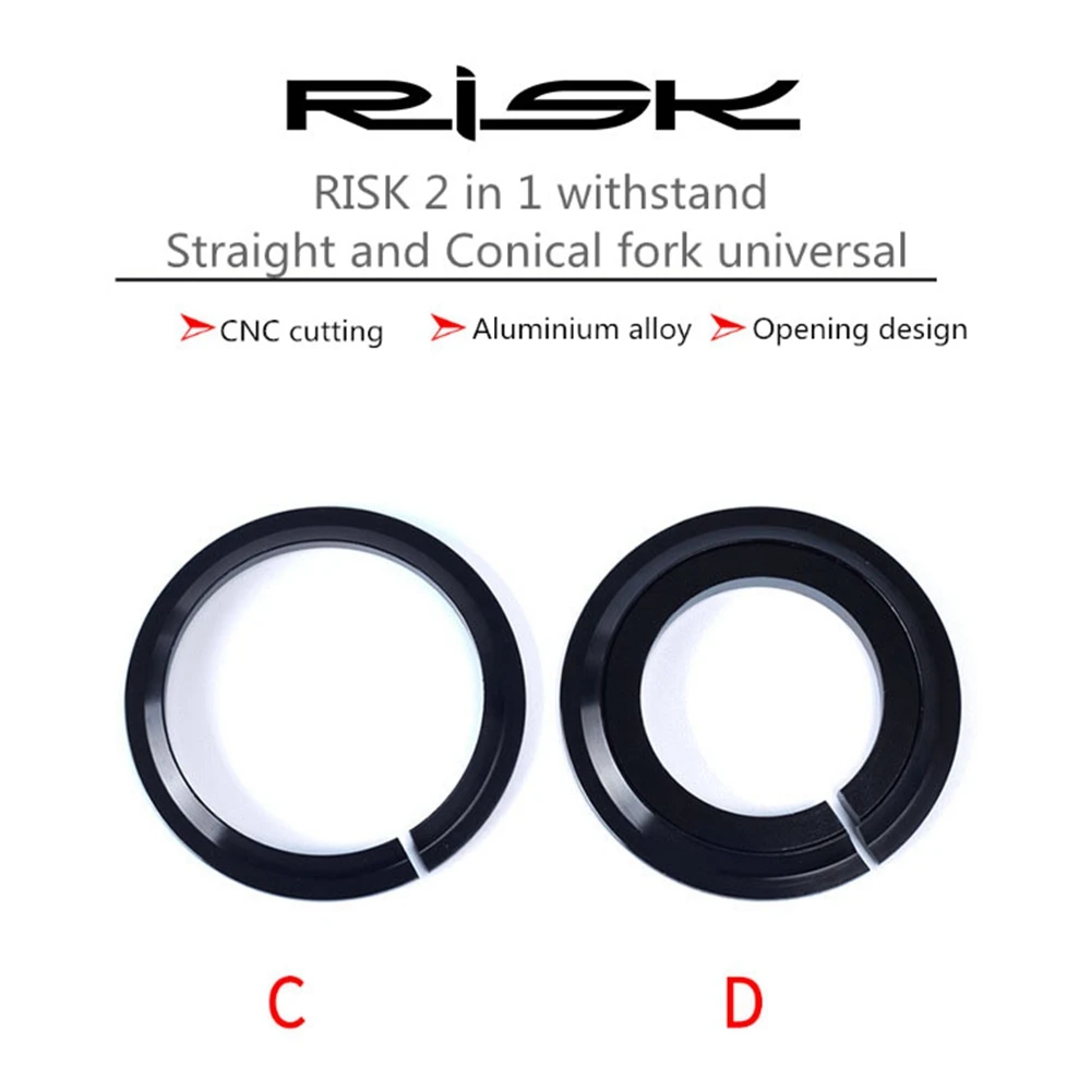 Risk 1.5inch Bike Headset Base Spacer Crown Race Bike Headset Washer Bicycle Parts Tapered Fork Straight Fork 45 Degree