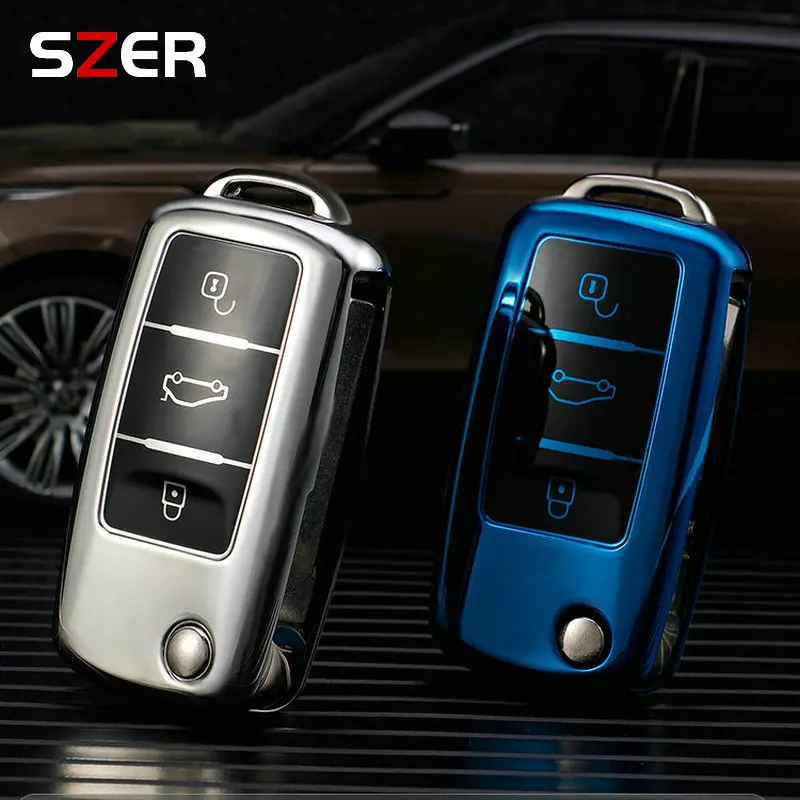 

3 Button TPU Car Key Case Cover For Volkswagen VW Polo Golf Passat Tiguan Beetle Caddy T5 Up Eos Skoda Octavia Seat Leon Altea