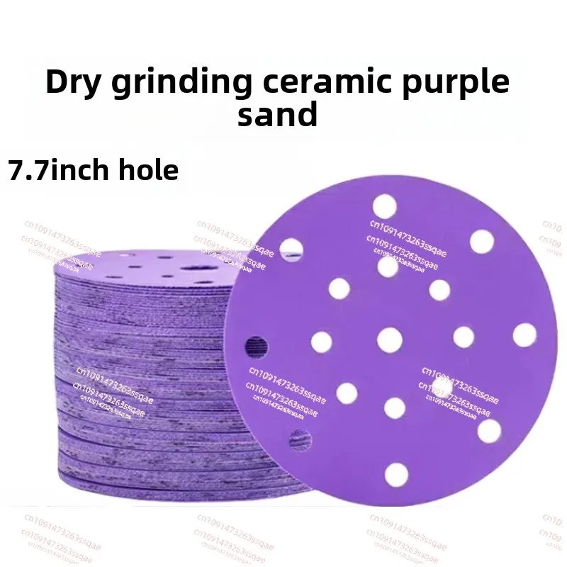 6 inch 17 hole dry grinding ceramic purple sand paper Festo car polishing flocking disc self-adhesive