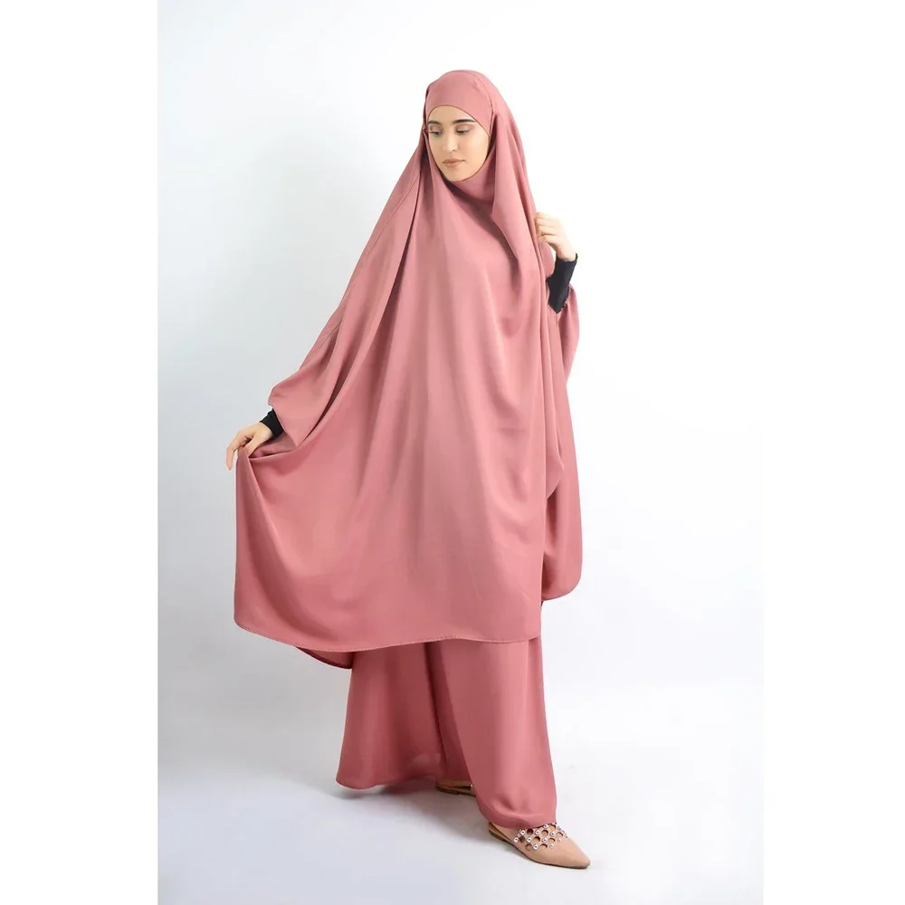 2-teiliges Ramadan Khimar-Gebetsset für muslimische Frauen, Kleid mit vollständiger Abdeckung, islamische Burka-Kapuze, arabische Kleider, Umrah Eid Abaya, Anbetungsservice