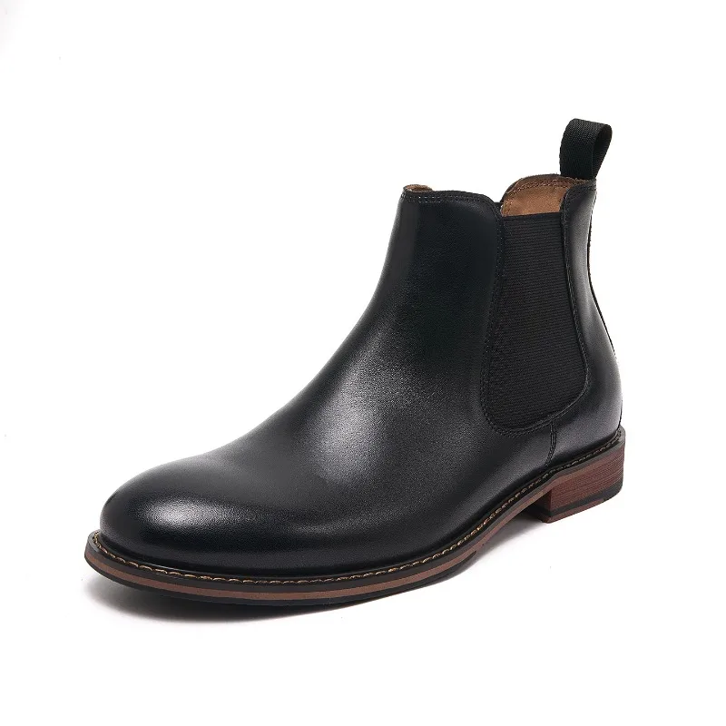 

Vintage Mens Genuine Leather Chelsea Boots Luxury Handmade Quality 2026 New British Style Slip on Casual Business Shoes Man