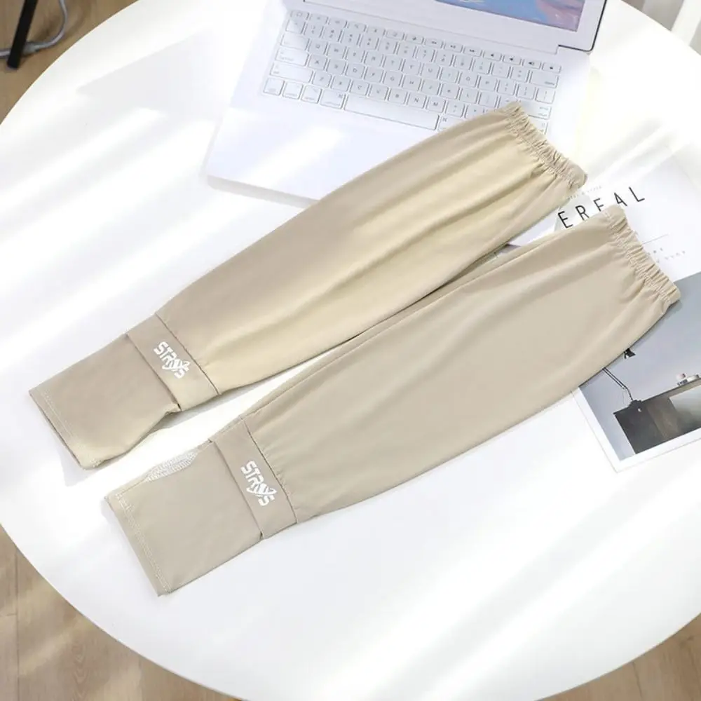 Mangas elásticas sueltas de seda de hielo, protección solar Anti-UV, protector solar, fundas para brazos, guantes de manga larga, guantes de ciclismo para conducir