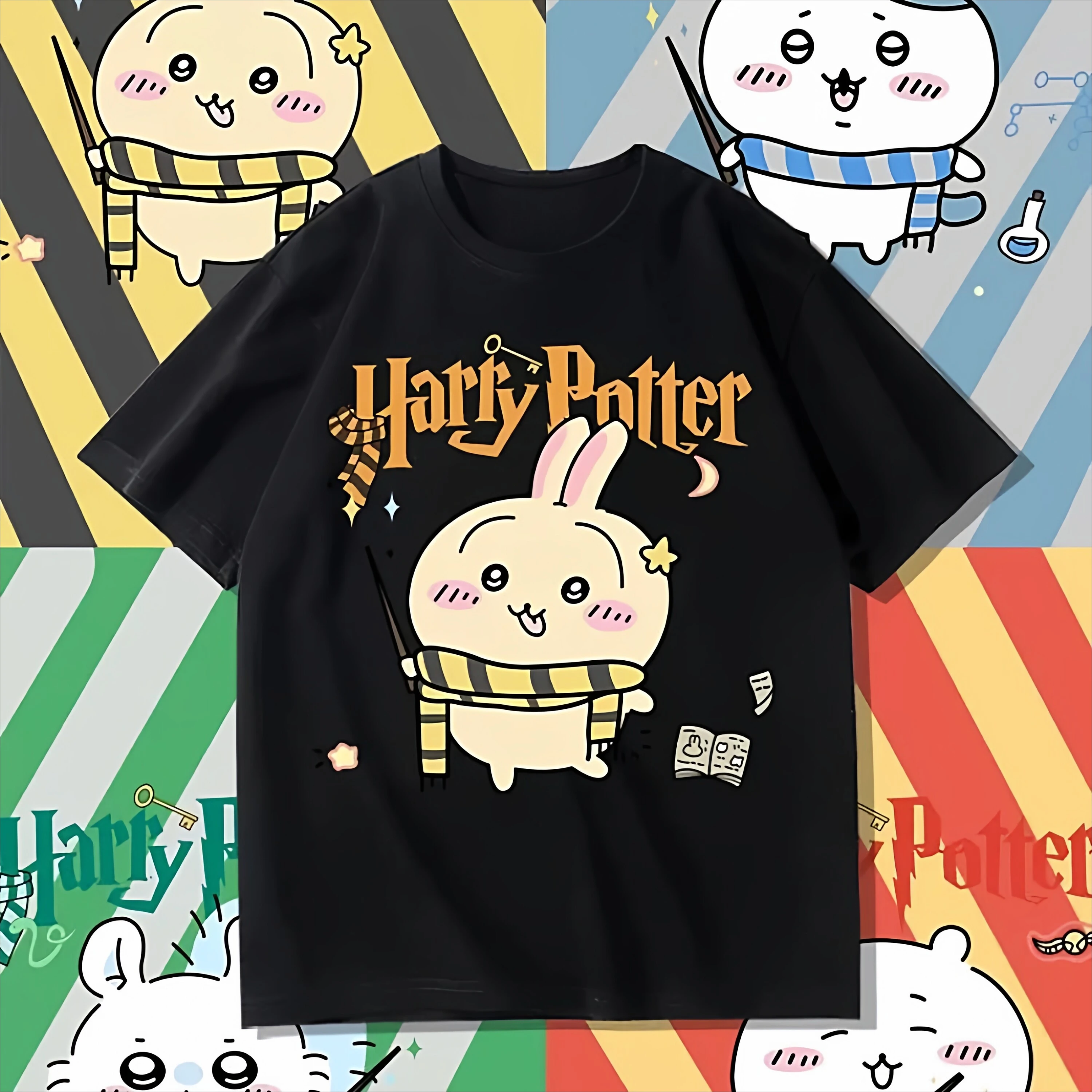 2026 Chiikawa Usaqi Co Branded Harry Potter Parent-child Pure Cotton T-shirt, Comfortable, Breathable, High-quality Ins Y2k