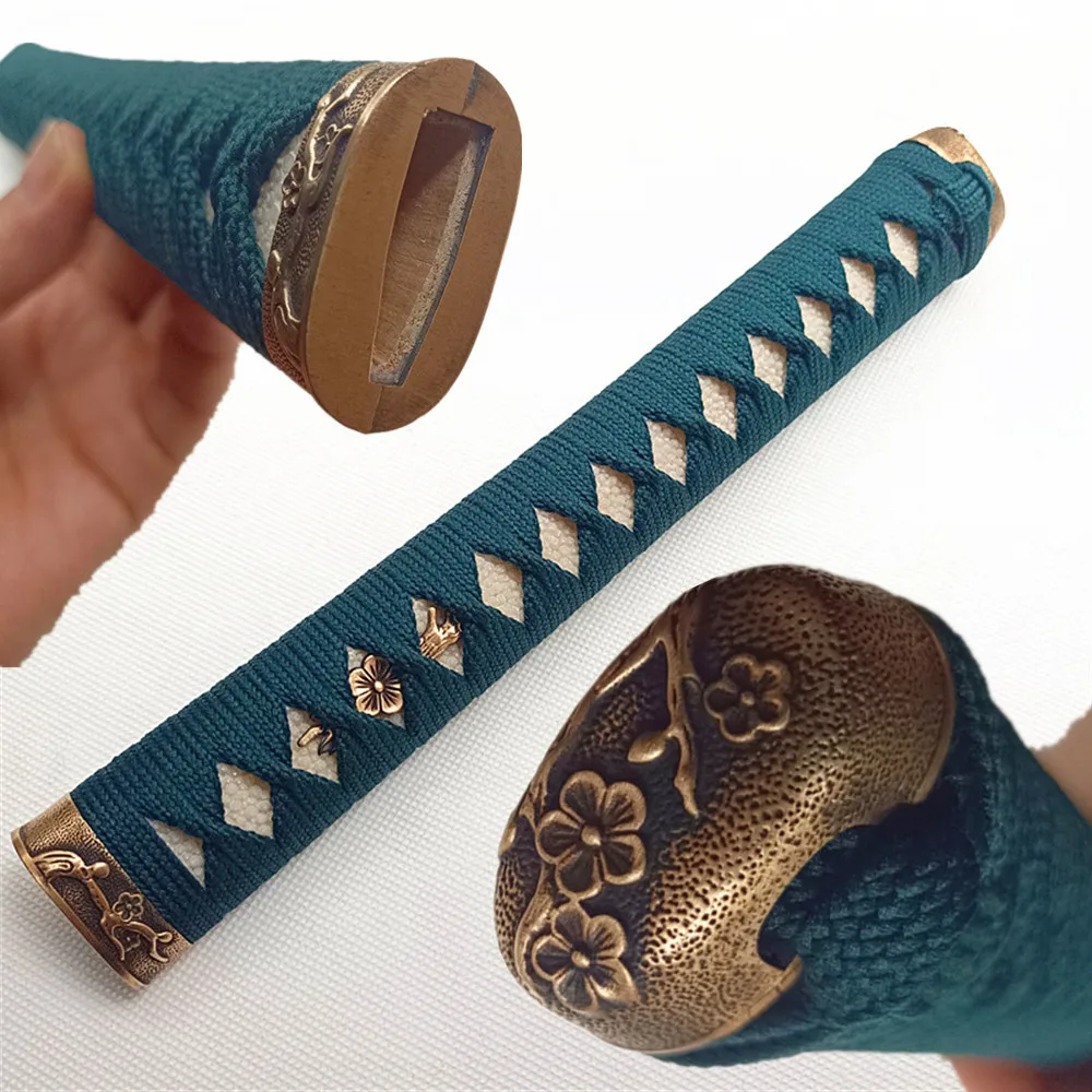 Japanese Tsuka Handle Real Stingray Skin Rayskin Copper Fuchi Menuki Kashira Silk Ito Parts For Sword Katana Hilt Accessories