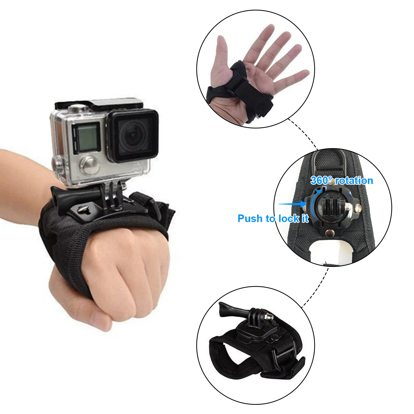 360° Rotation Hand Strap Mount For GoPro Hero 12 11 10 9 8 7 6 5 SJCAM Insta360 X2 X3 DJI Osmo Action Camera Accessories