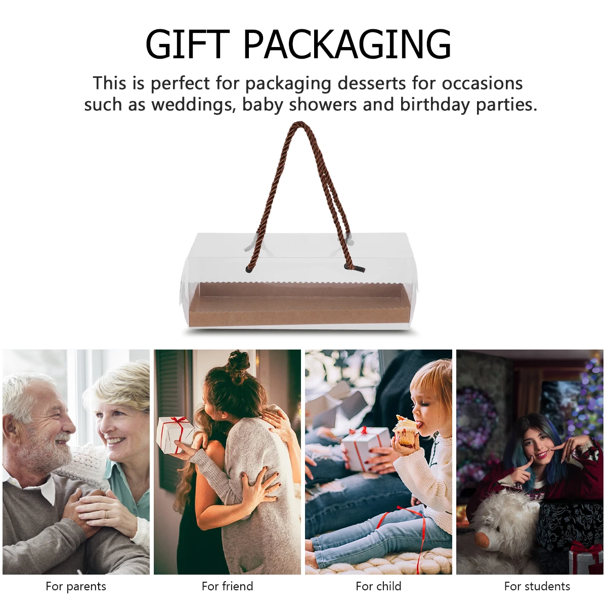 

10 Pcs Cake Packaging Boxes Food Grade Safe Dessert Containers Brown Travel Box Lightweight Easy Assembled Suitable Weddings