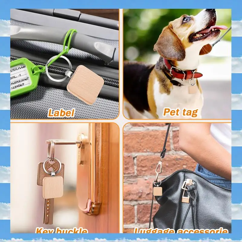 

A11I 100Pcs DIY Blank Wooden Key Chain Square Carved Key Ring Wooden Key Ring About 40 X 40 Mm