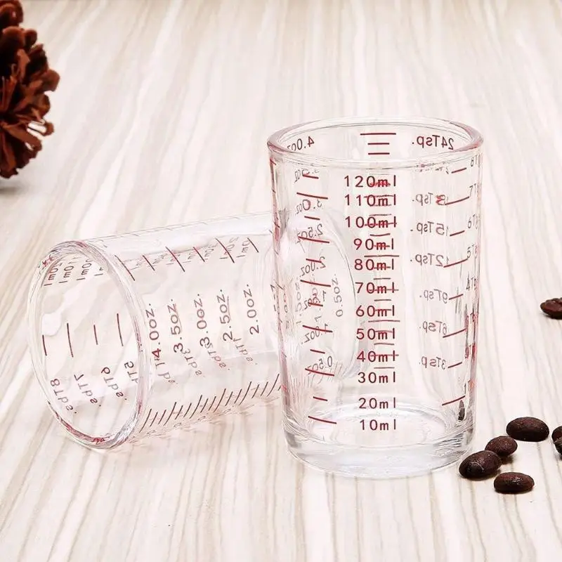 ~120mlEspresso Measuring Cup Heat-resistant Glass Cup Espresso Ounce Cup With Scale Glass Measuring Cup