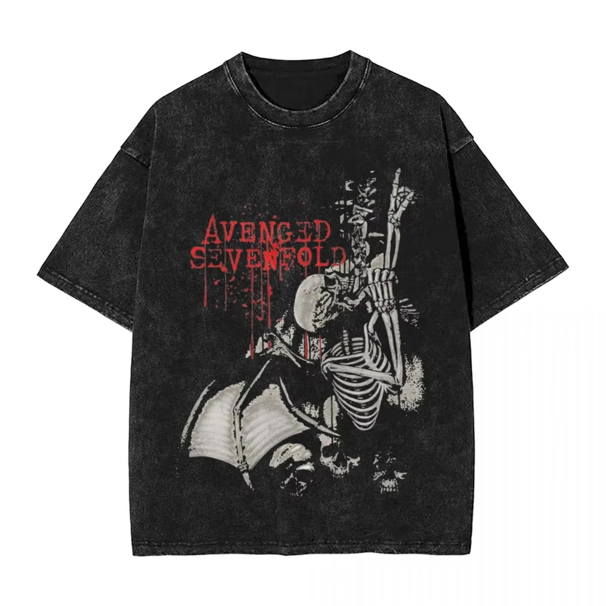 Avenged Sevenfold Vintage-Grafik-T-Shirt, gewaschene Baumwolle, Unisex, lässig, übergroß, kurzärmelig, Hip-Hop-Streetwear, Alltagskleidung, Oberteil – Detail 1