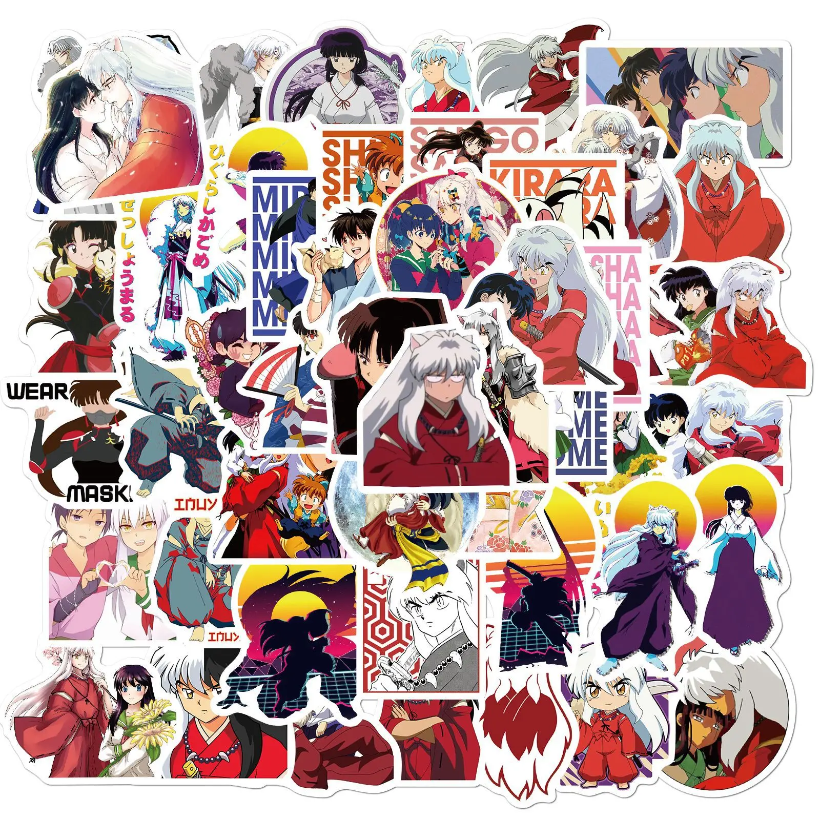 50pcs Inuyasha Stickers Pack DIY Decoration Waterproof Phone Case Laptop Skin Cute Anime Sticke Kawaii Packaging Art Supplies