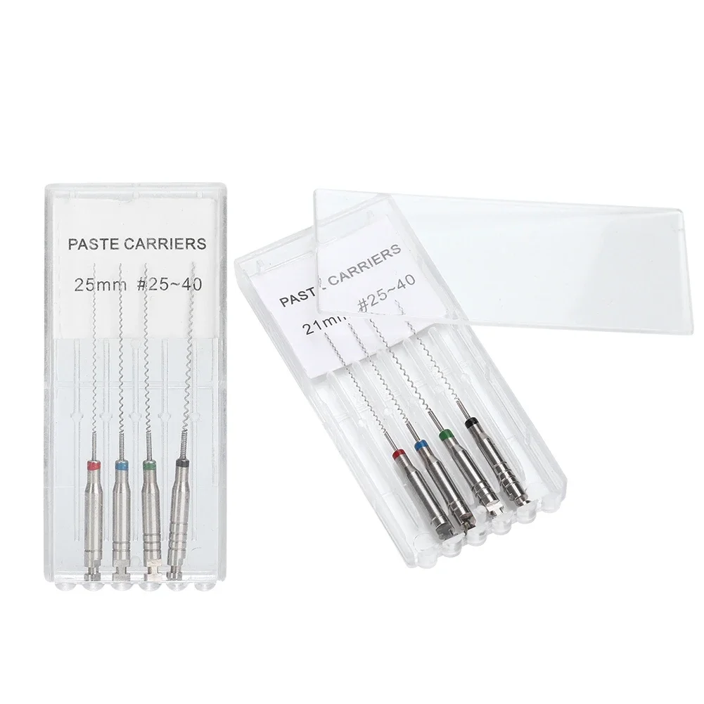 4 stks/set Gemengde Tandheelkundige Roterende Pasta Dragers 21/25mm # 25-40 Endodontie Wortelkanaalbehandeling Spiraalvuller Lentulo Vullen Tandheelkunde Gereedschap