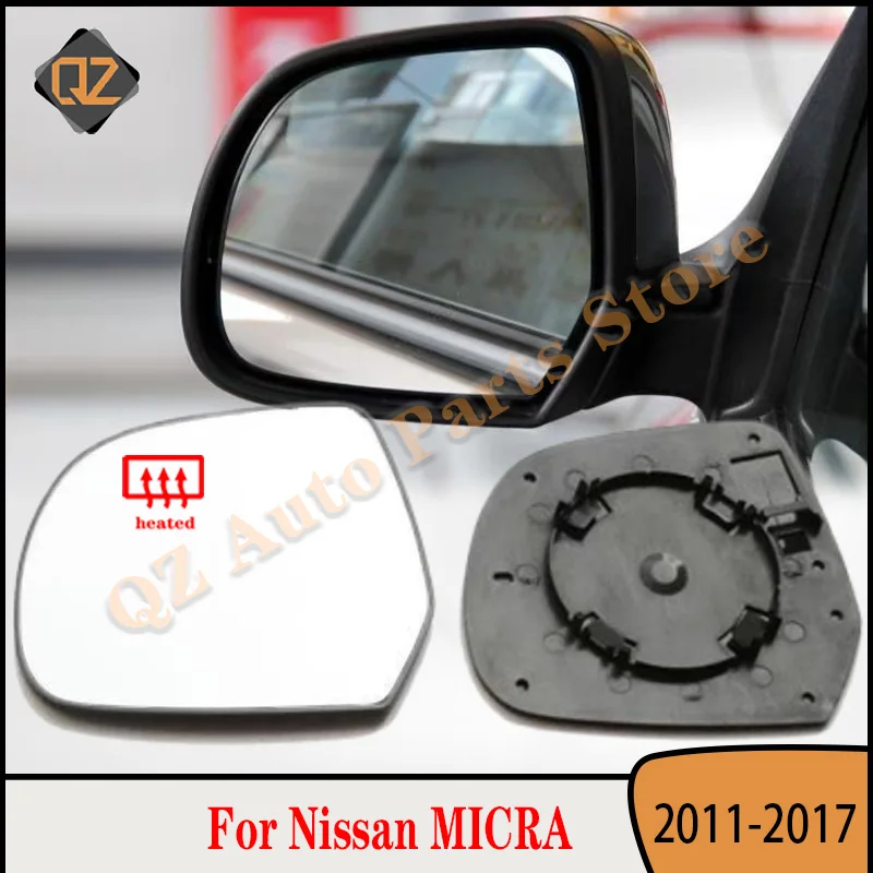 Carro auto porta lateral convexo aquecido espelho de vidro do carro para nissan micra 2011-2017/folha 2010-2018 963661hb0b,963651hb0b
