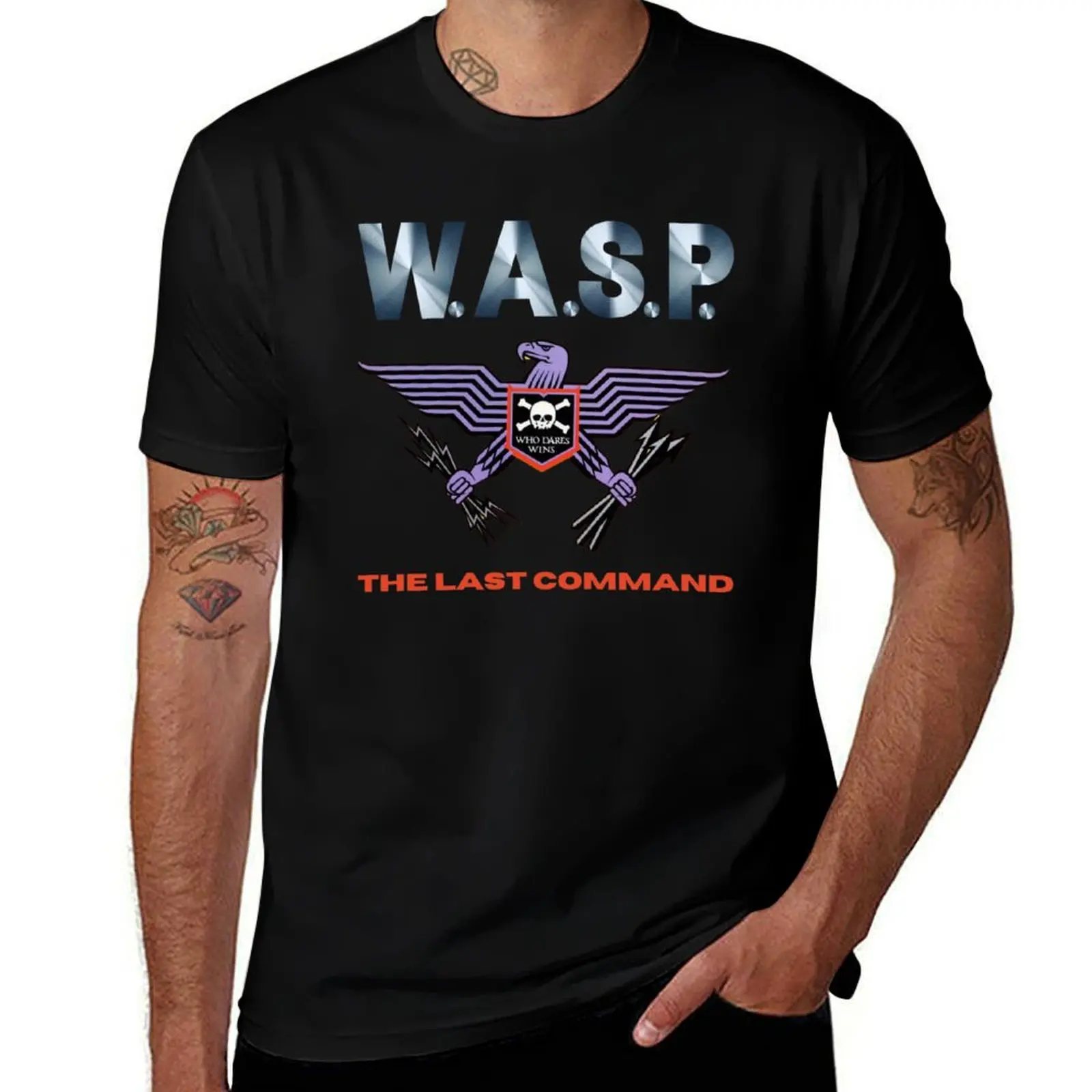 T-shirt WHO DARES WINS, basique, uni, à manches courtes et col rond