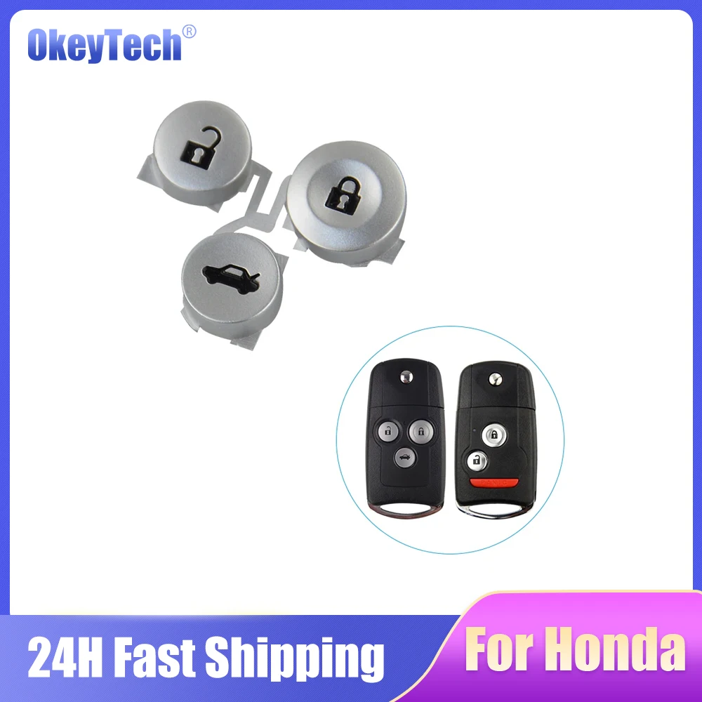 Okeytech New 3 Buttons Car Remote Key Pad FOB Kit Replacement Accessories Fit for Honda Civic Accord Jazz CRV HRV