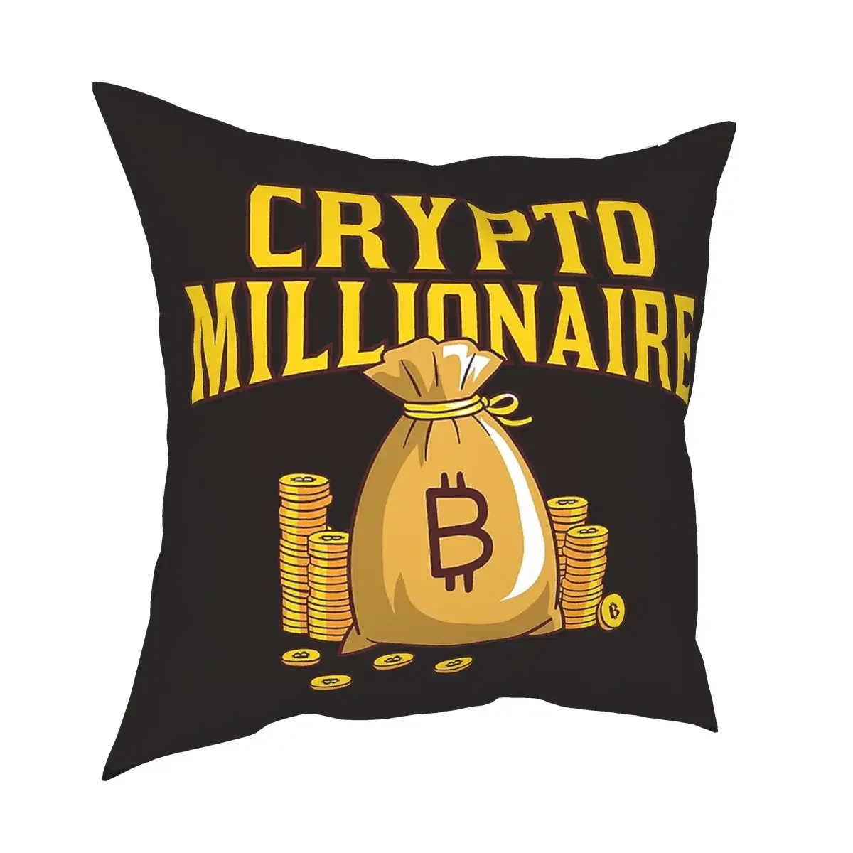 Bitcoin Millionaire Crypto Cryptocurrency HODL Funny Ethereum Swag Throw Pillow Cover Cushions for Sofa Btc Blockchain