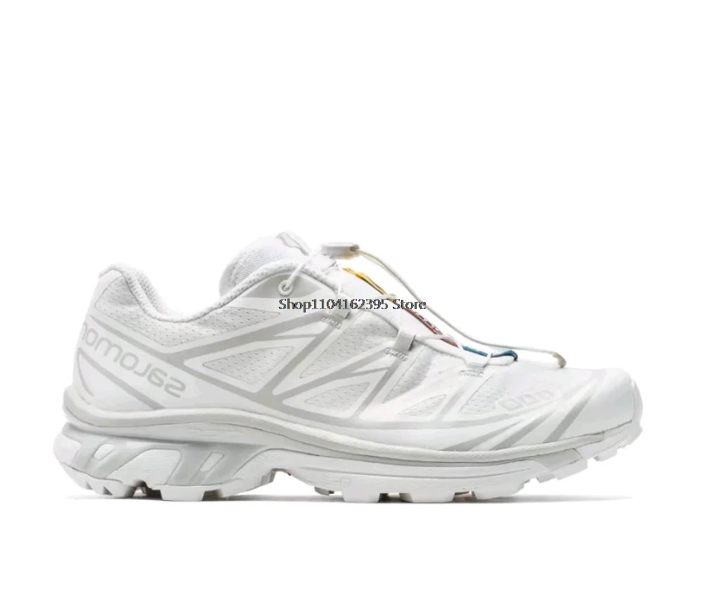 SALOMON XT-6 Outdoor sports mesh fabric synthetic leather low cut men's and women's running shoes white