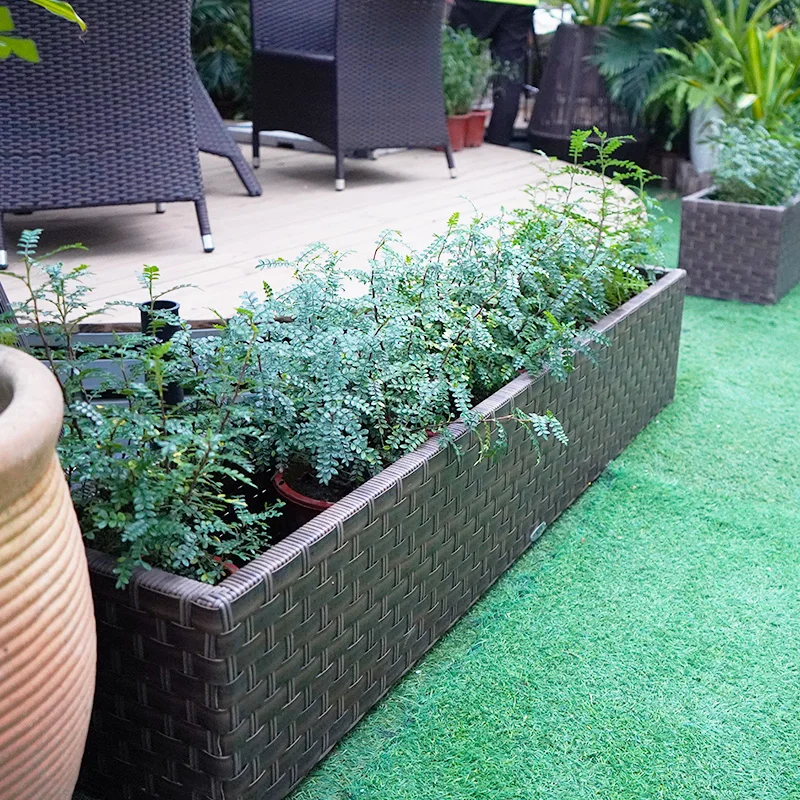 

Xinningju outdoor rattan flower box commercial street planting flower slot rectangular combination outdoor