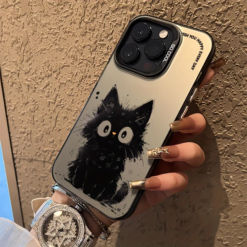 

Graffiti Black Cat phone case for iPhone 16 15 14 13 12 11 Pro/ Max/Plus shock-proof rear cover anti-fingerprint