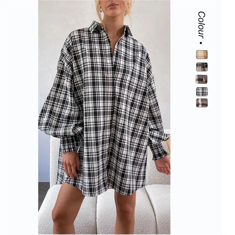 

2026 Early Autumn New Casual Fashion Lantern Sleeve Long Sleeve Single-breasted Turn-down Collar Shirt For Women 22120 Luxury