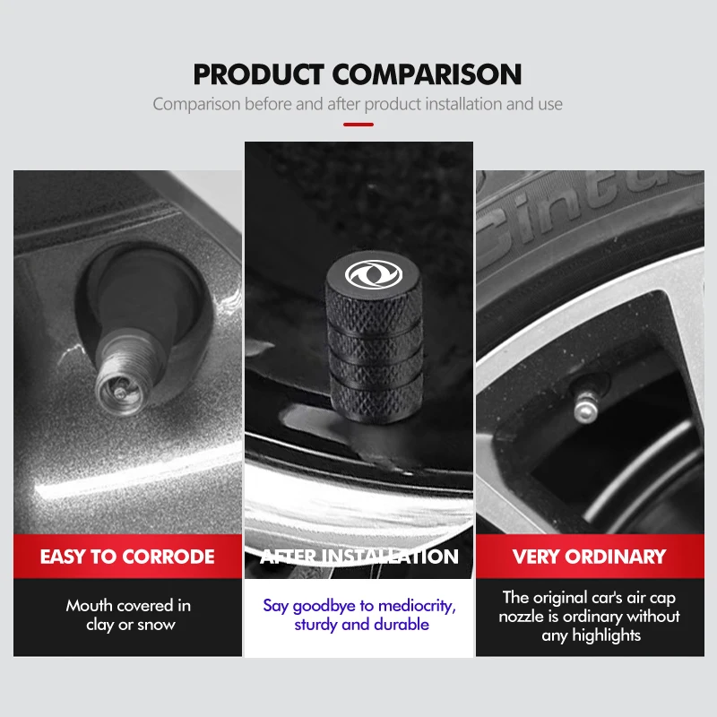 4Pcs Aluminum Alloy Car Wheel Tire Valve Caps Waterproof Tyre Rim Stem Covers For Dongfeng Motor DFM DFSK Glory 360 Cefiro MX6 - view 4