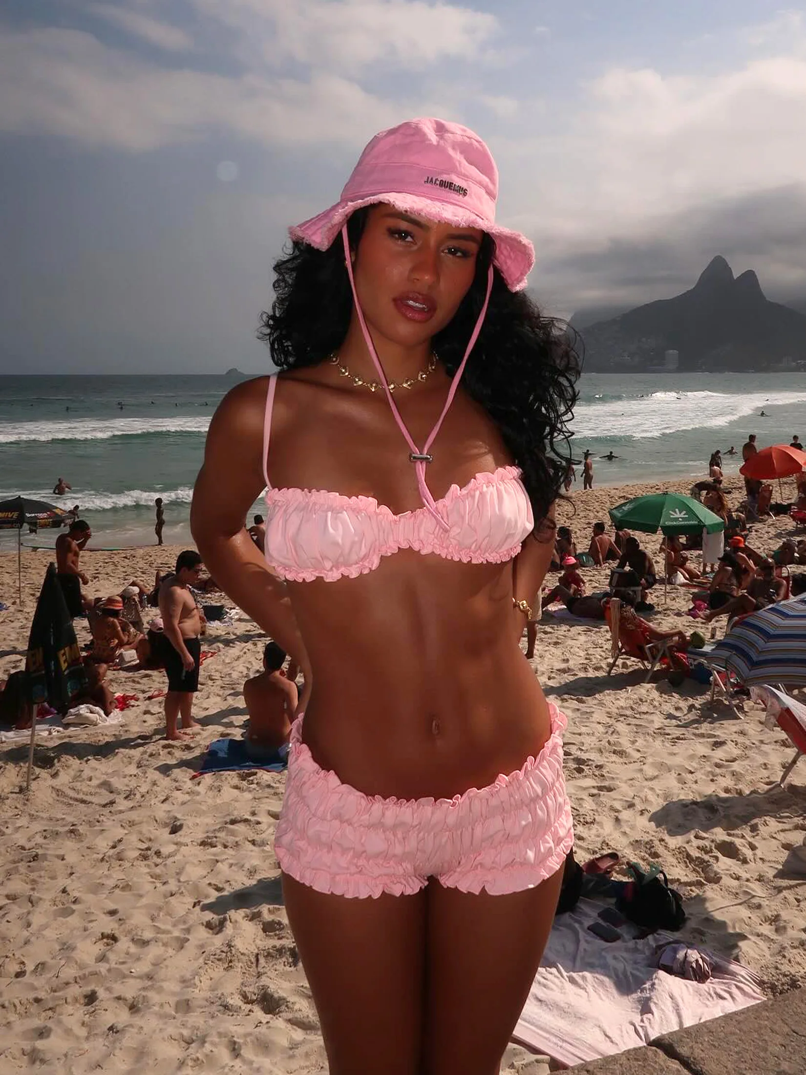 أنيقة Ruched الوردي قطعتين مجموعة البكيني فقاعة بيكيني أعلى مع قيعان ملابس السباحة 2025 الصيف ملابس النساء ثوب السباحة C117 #3