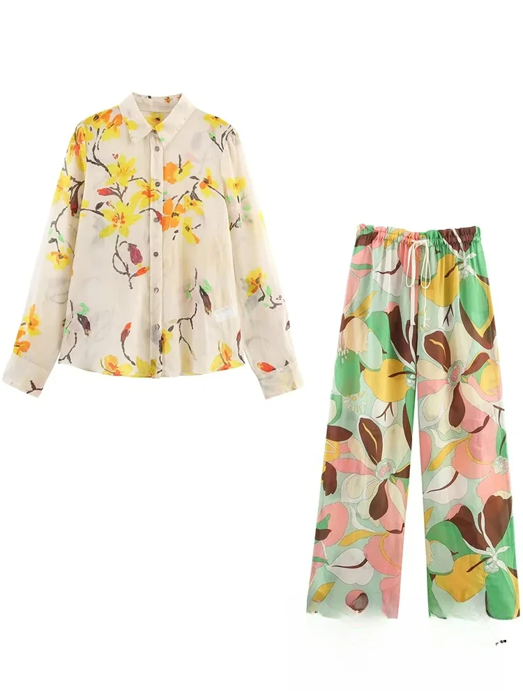 

KONDALA праздничный повседневный шикарный женский костюм с принтом, однобортный топ с длинными рукавами, прямые длинные брюки, новые модные осенние комплекты 2025 года