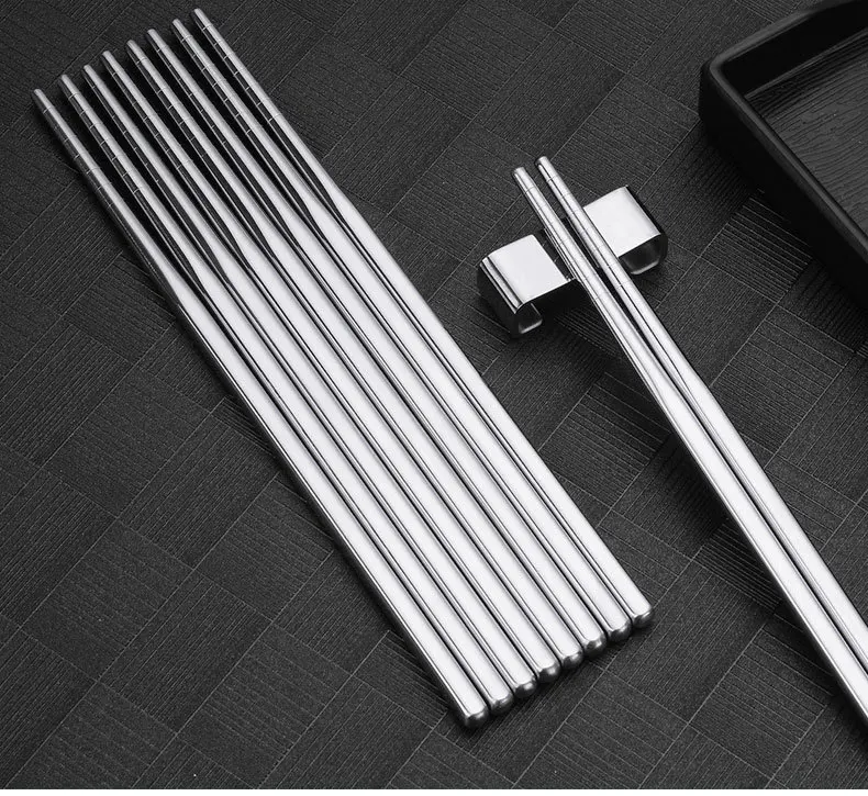 2-5 Paar Essstäbchen 304 Edelstahl rutsch feste Essstäbchen Metall Sushi-Sticks koreanische japanische Lebensmittel chinesische Essstäbchen – Detail 10