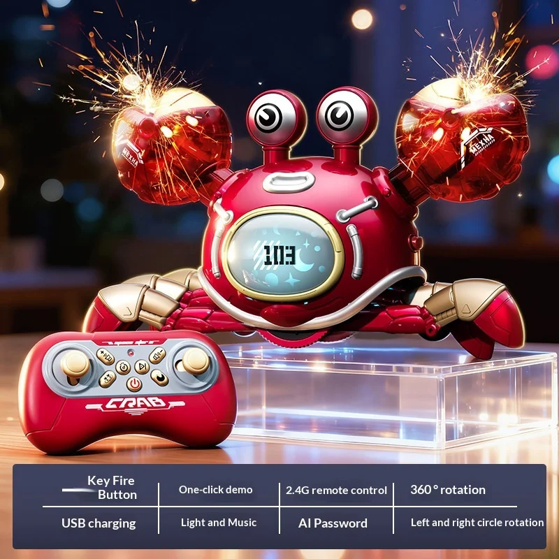 Meixia AI Voice Command Remote Control Electric Mechanical Crab Toy Sparkle Effect Interactive Toy for Kids And Pet Dogs