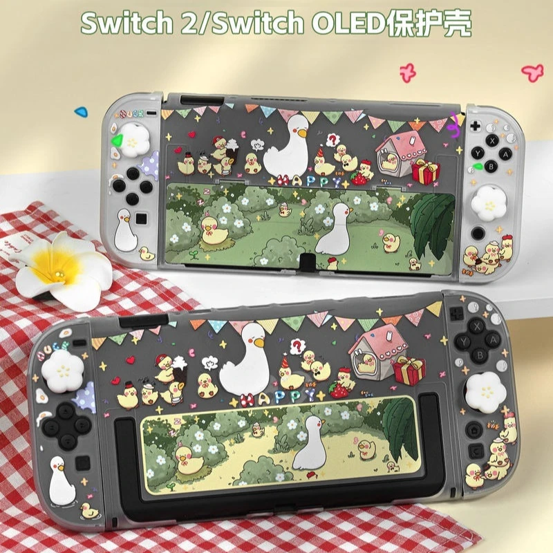

Protective Case For Switch Oled Lite Switch2 Cute Happy Duck All Inclusive Antifall Game Console Accessories Gifts