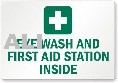Eye Wash and First Aid Station Inside, Adhesive Signs and Labels, Metal Sign, 8