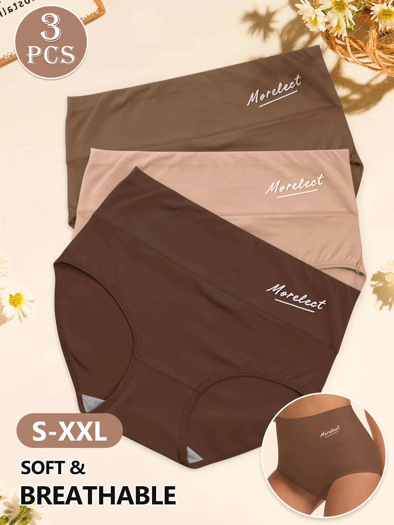 3er-Pack atmungsaktive Damenunterwäsche mit hoher Taille, nahtlose Dreieckshose, Bauchkontrolle, Po-Lifting, Alltagskleidung, bequeme Passform