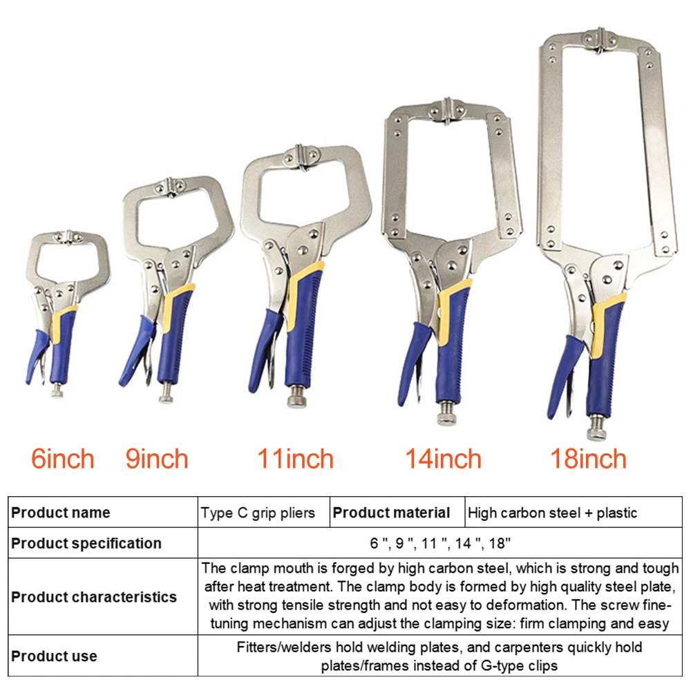 6 ''/9''/11 ''/14"/18 "regulowane szczypce do spawania C-Clamp szczypce zaciskowe wicechwytu uchwyty do szybkiej spawania ręczne narzędzie do mocowania spawalnicze