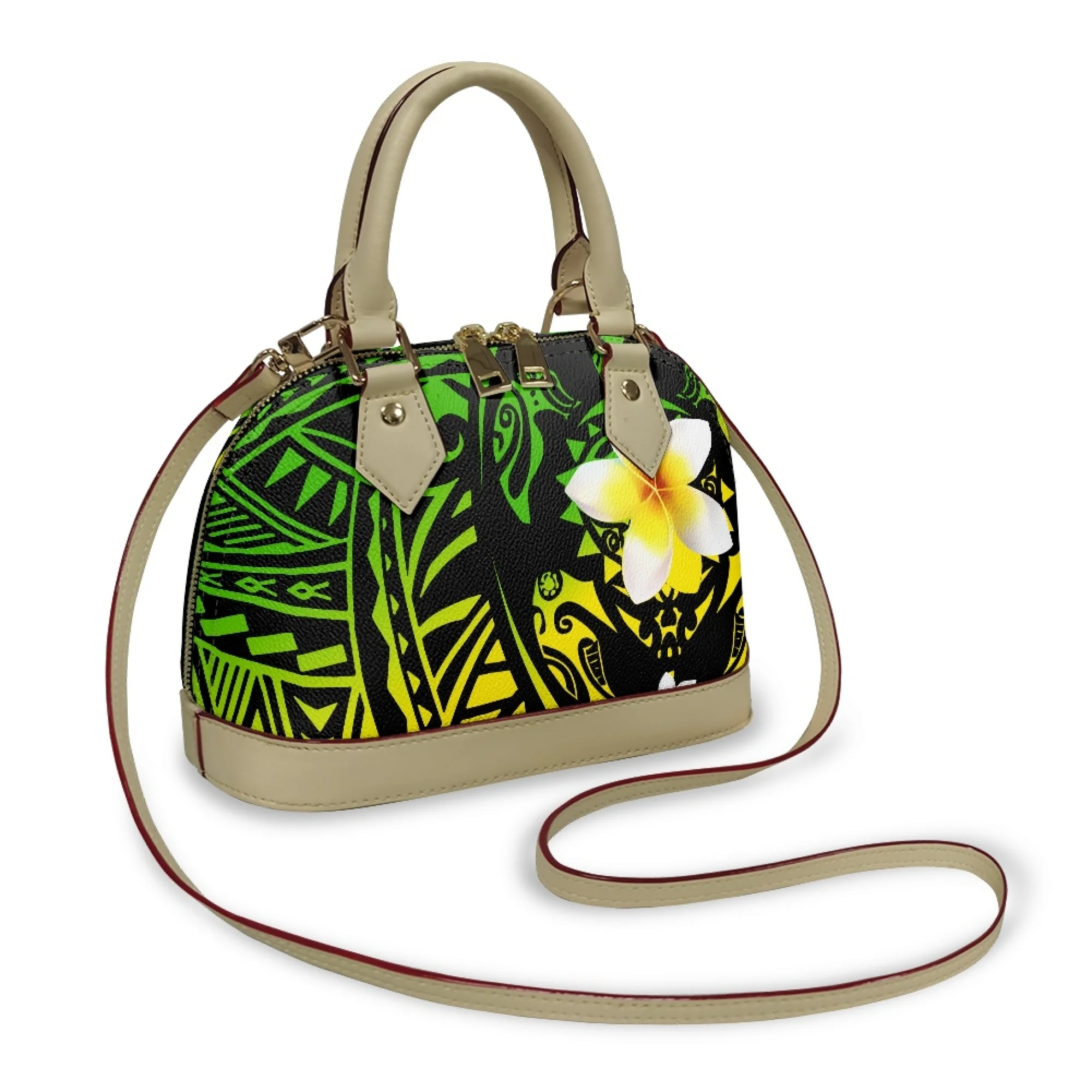 

Women'S Shell Handbag Custom Samoan Hibiscus Flower Design Custom Polynesian Crossbody Bag Elegant Temperament Women'S Bag