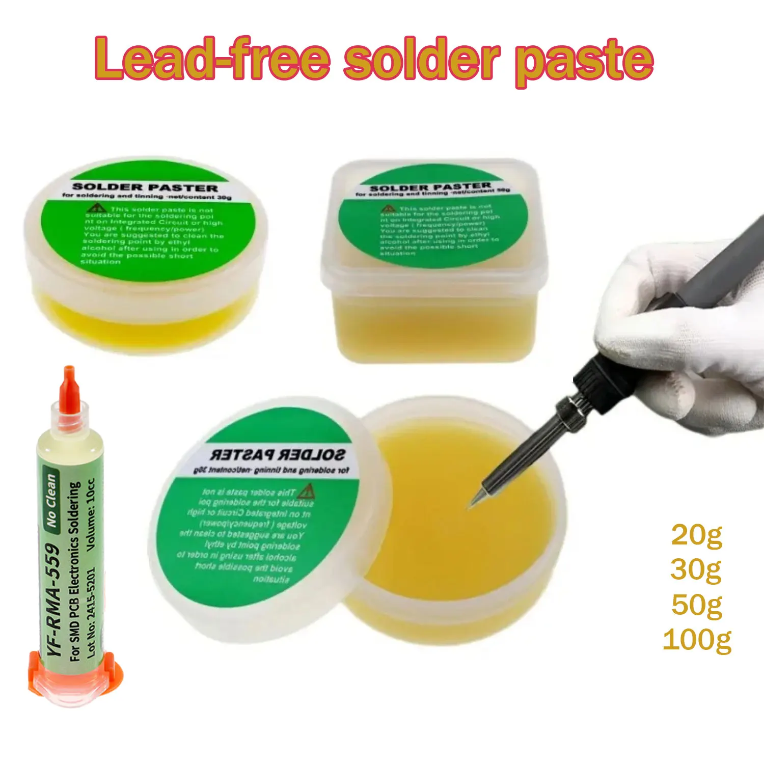 Flux de soudure sans plomb 20g/30g/50g/100g, pâte à souder à 183 degrés, flux à température moyenne sans nettoyage, colophane