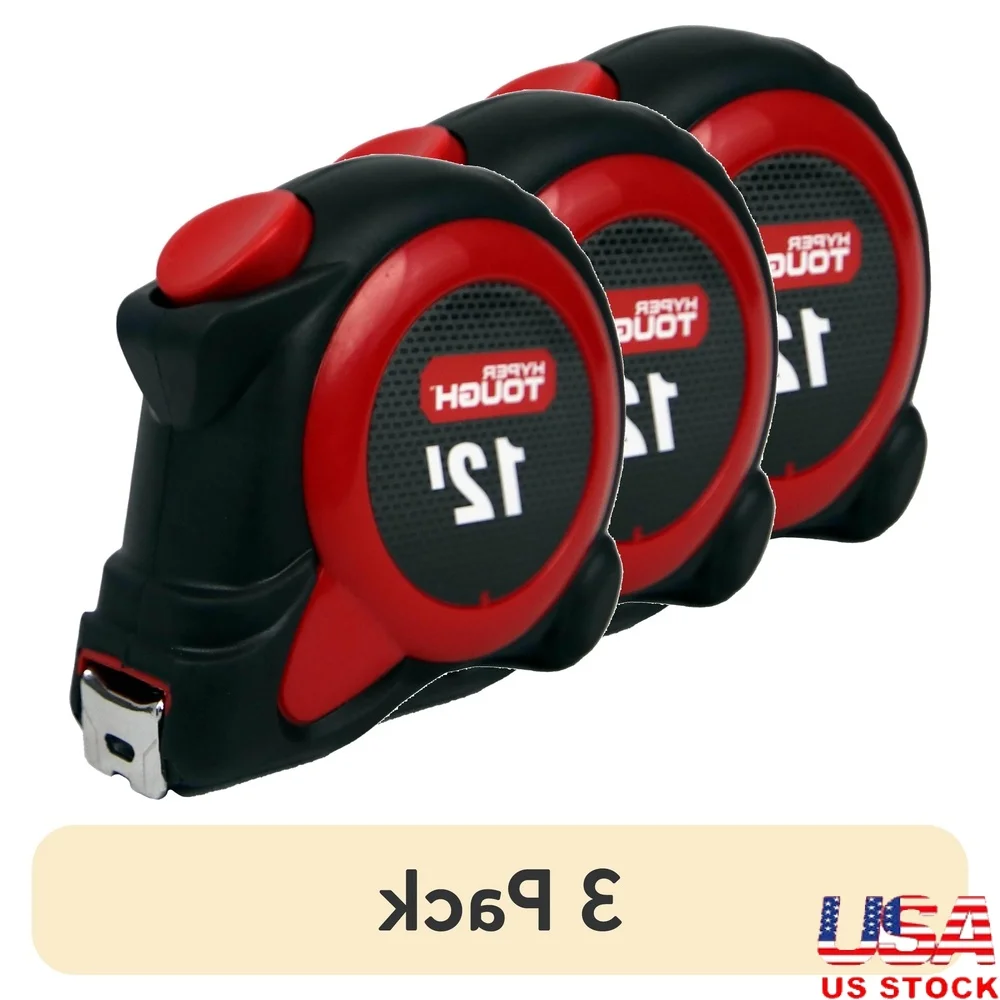 

3 Pack 12ft Self Lock Steel Tape Measure Automatic Lock Heavy Duty Impact Resistant Easy Read Durable with Printed Fractions