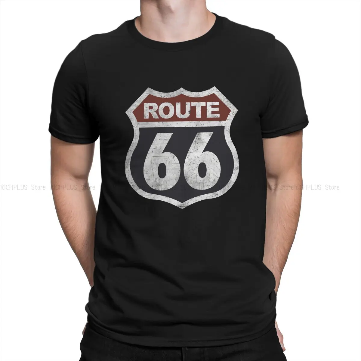 

Historic Vintage Man's TShirt Route 66 O Neck Tops Polyester T Shirt Funny Birthday Gifts